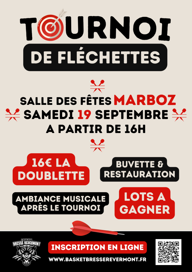 Tournoi de fléchettes le samedi 19 septembre !