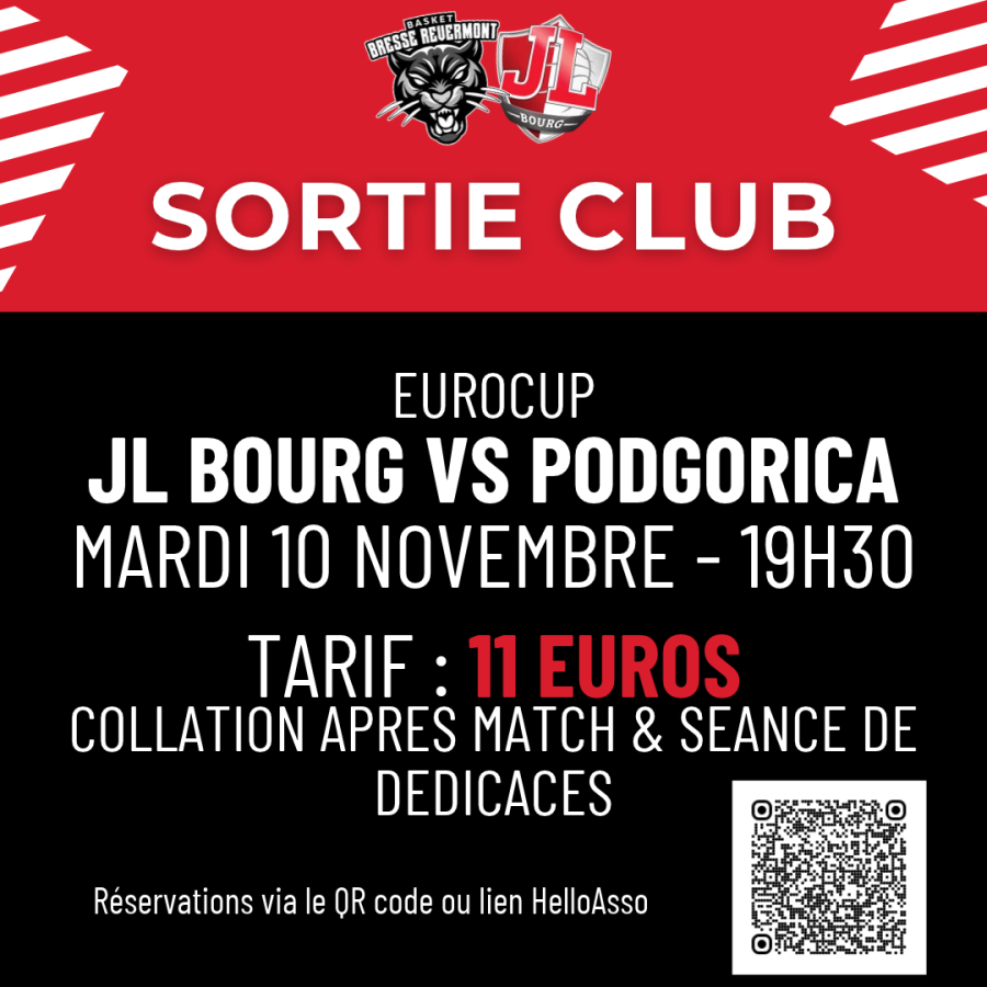 Sortie club : JL Bourg vs Podgorica